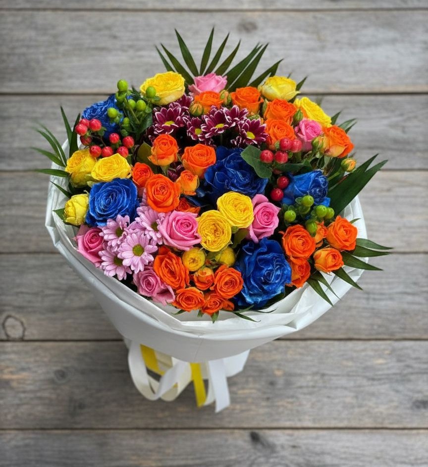 Букет цветов из: Розы и Хризантемы в Неболчах