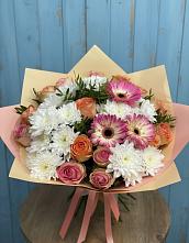 Букет цветов из:  Розы, Герберы и Хризантемы в Неболчах