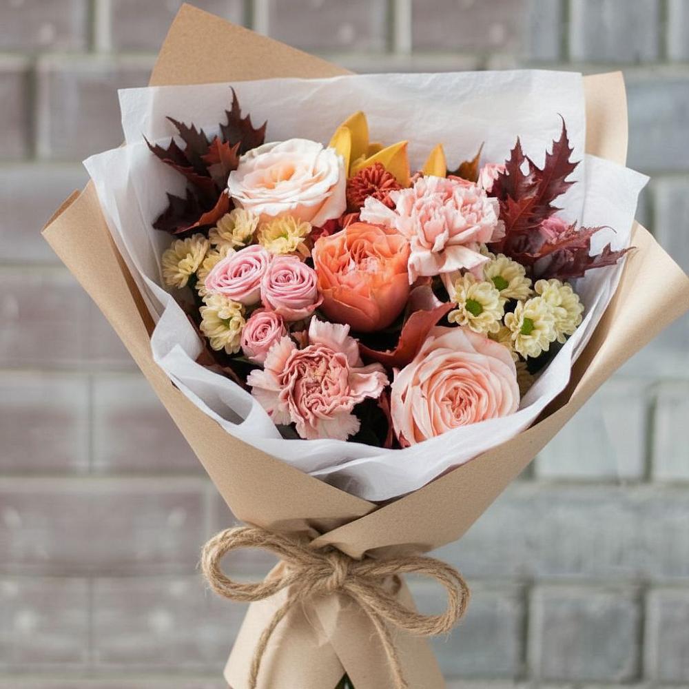 Букет цветов из: Гвоздики, Хризантемы и Розы в Неболчах