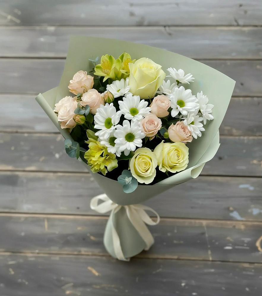 Букет цветов из: Альстромерии, Розы и Хризантемы в Неболчах