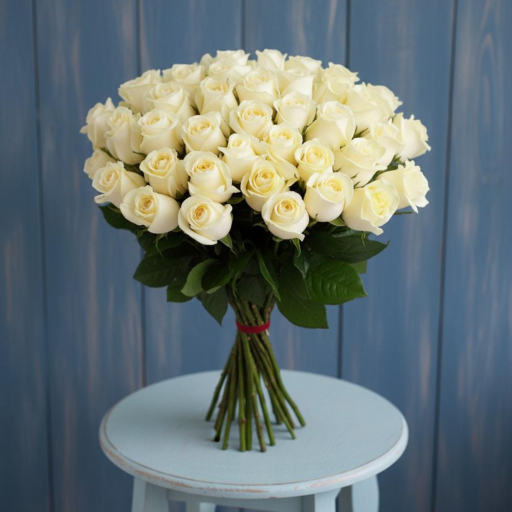 Букет 51 Белая роза Эдлесс Лав в Неболчах