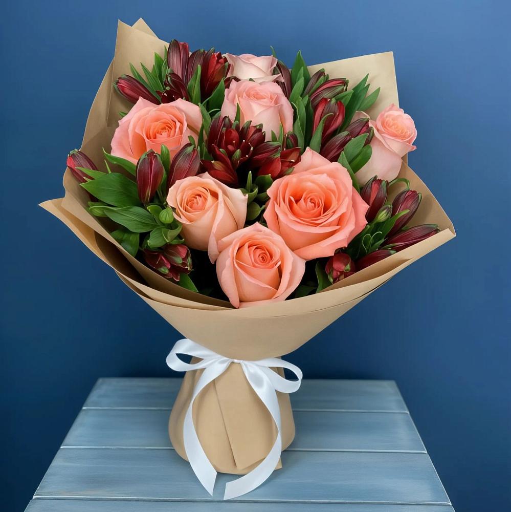 Букет цветов из: Розы и Альстромерии в Неболчах