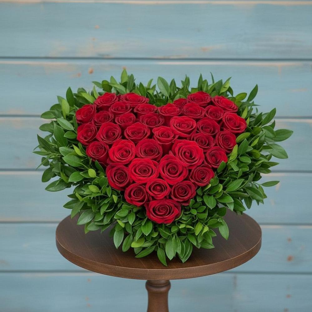 Цветочная композиция из Розы в виде сердца в Неболчах