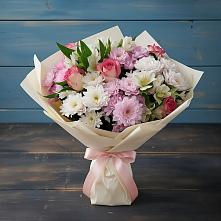 Букет цветов из:  Хризантемы, Альстромерии и Розы #REPLACE_PRED# Неболчах