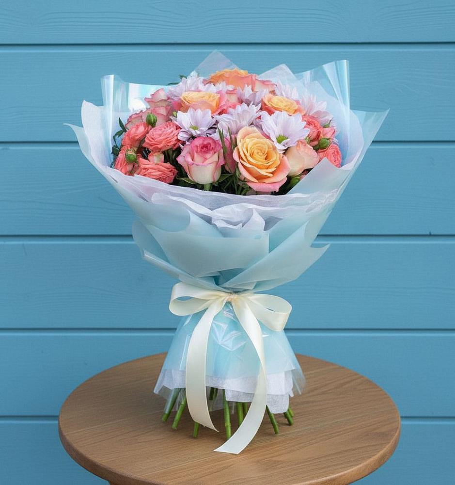 Букет цветов из: Хризантемы и Розы в Неболчах