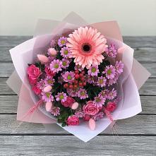 Букет цветов из:  Розы, Герберы и Хризантемы в Неболчах