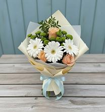 Букет цветов из:  Герберы, Розы и Хризантемы в Неболчах