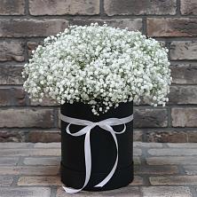 Цветочная композиция из Гипсофила в шляпной коробке в Неболчах
