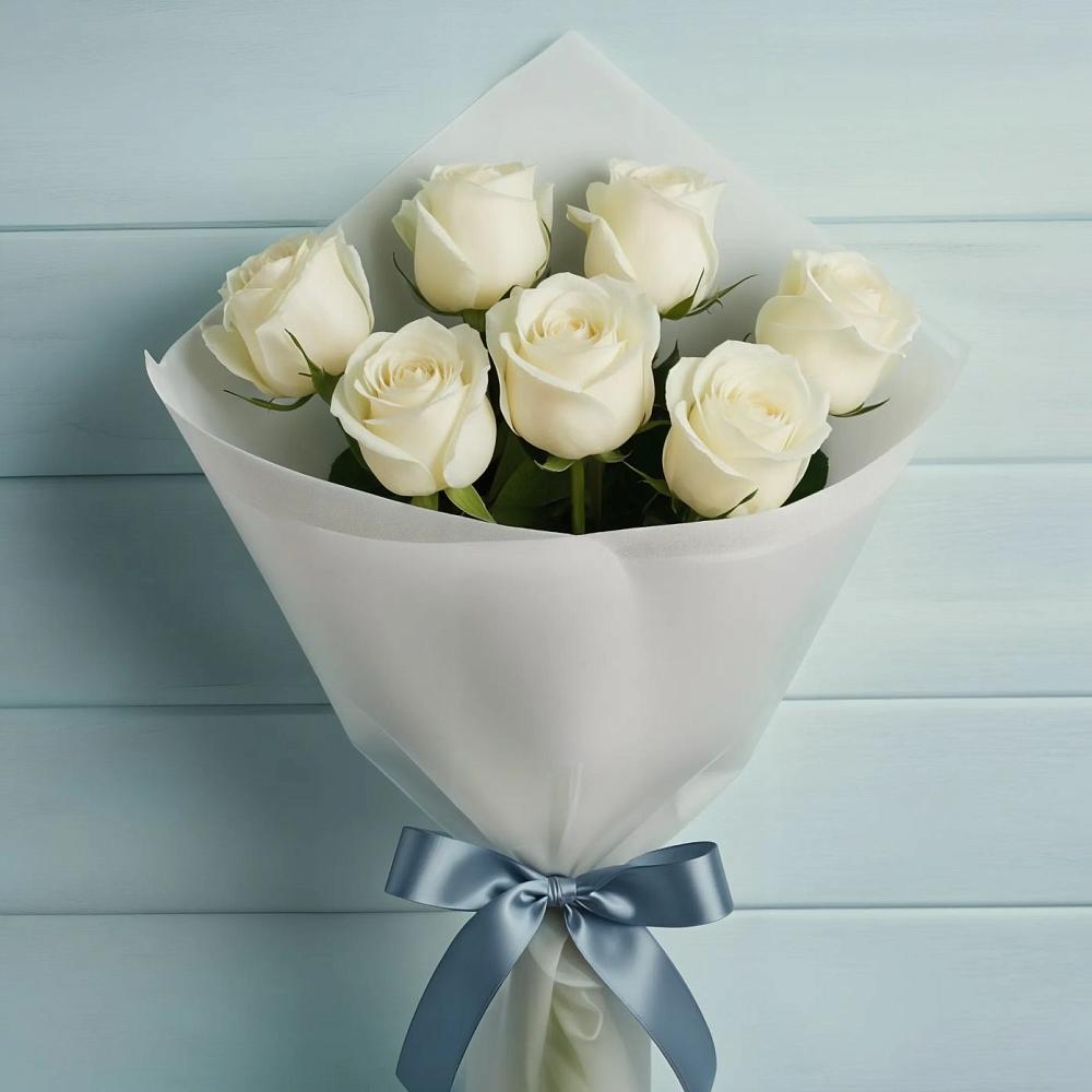 Букет 7 Белых роз Эдлесс Лав в Неболчах